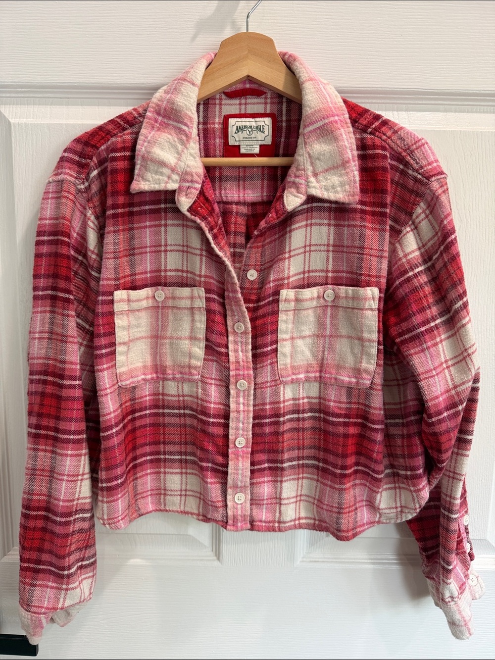 Abercrombie & Fitch Pink and Red Plaid Button-Down Shirt